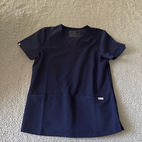 Figs Technical Collection Women Small Scrubs  Blue Pockets V Neck - Picture 1 of 4